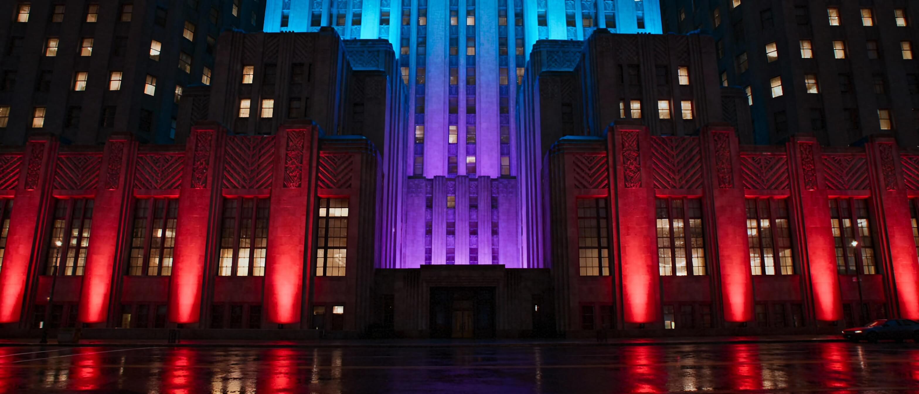 архитектурное освещение современного здания