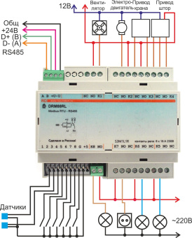 DRM88R v2 Модуль релейный, 8 входов и 8 выходов реле