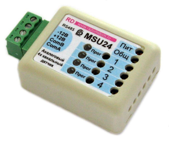 MSU24 универсальный аналоговый 4х канальный датчик для измерения климатических параметров. RS-485 MODBUS RTU и ABus
