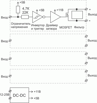 DDC420v1 Усилитель сигнала ШИМ RGBW