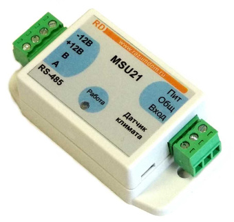 MSU21 Датчик с дискретным и аналоговым входом для измерения климатических параметров. RS-485 MODBUS RTU и ABus