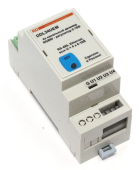 DDL34UEM, IEM Модуль диммерный 4-х канальный с выходом по напряжению 0-10В или по току 4-20мА. Ethernet и RS-485 MODBUS