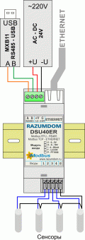 DSU40ER Интернет контроллер 4 дискретных и 0...5В входа, без выходов